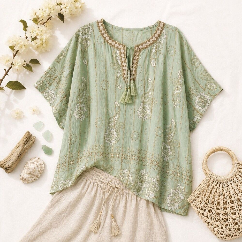 Refined Threads 3X Swim Cover Up Paisley Boho Beach Tunic Plus